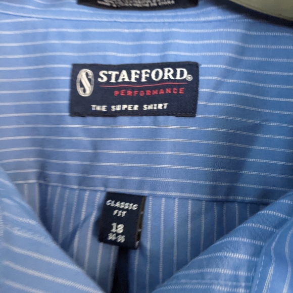 Stafford Blue Pinstripe Long Sleeve Dress Shirt - Picture 2 of 2